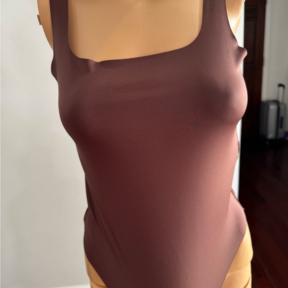 Zara Rust-Brown Square Neck Bodysuit size M